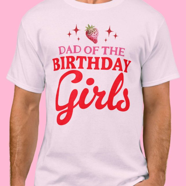 Camiseta Pai do Aniversário do parto Aniversário das Rapari (Dad of The Birthday Girls Twins Joint Birthday T-Shirt)