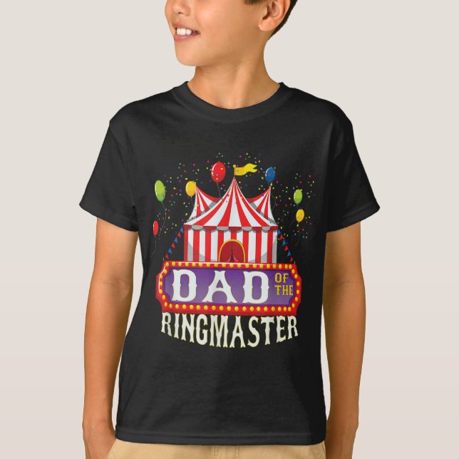 Camiseta Pai Do Aniversário Ringmaster Kids Partido Circus  (Frente)