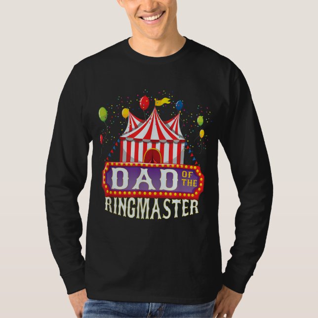 Camiseta Pai Do Aniversário Ringmaster Kids Partido Circus  (Frente)
