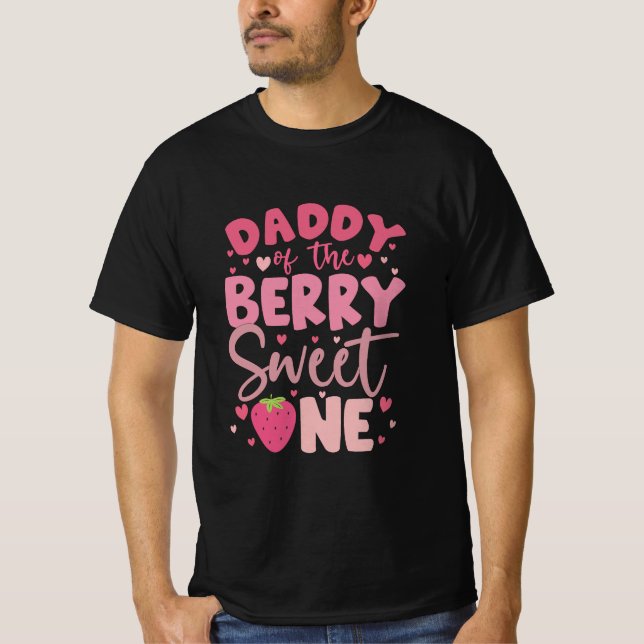 Camiseta Pai Do Berry Sweet One Strawberry Birthday (Frente)