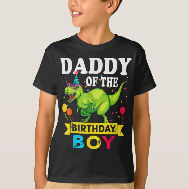 Camiseta Pai do Birthday Boy T-Rex RAWR Dinossaur Birt (Frente)