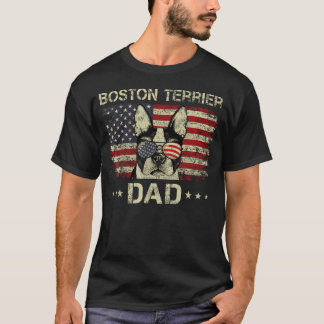 Camiseta Pai do Boston Terrier Amantes de Cães Bandeira Ame