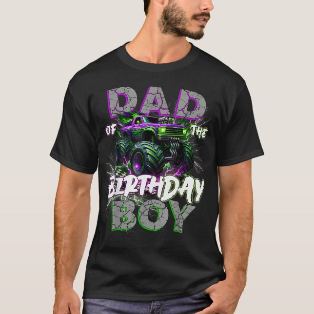 Camiseta Pai Do Caminhão Monstro De Aniversário Conjunto De (Frente)