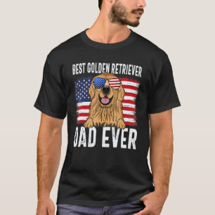 Camiseta Pai do Cão Retriever Dourado da Bandeira Americana