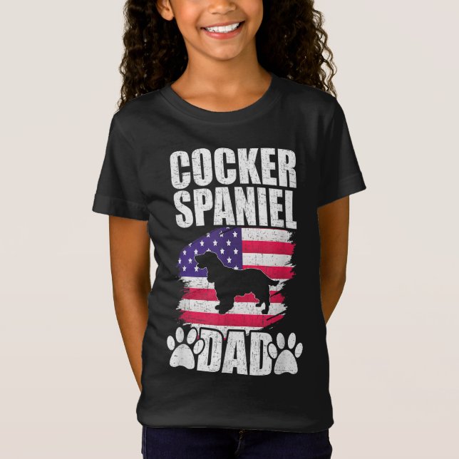 Camiseta Pai do Cocker Spaniel Dog Lover American Flag (Frente)