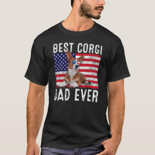 Camiseta Pai do Corgi EUA Bandeira Americana Dono de Cachor