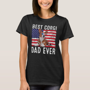 Camiseta Pai do Corgi EUA Bandeira Americana Dono de Cachor