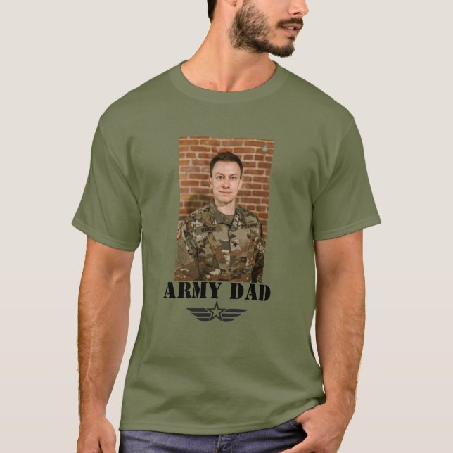 Camiseta Pai do Exército de Texto Personalizado com Foto (Frente)