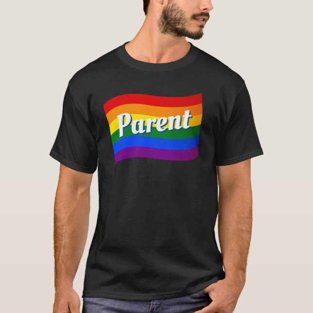Camiseta Pai do Gay do Arco-íris Lésbica Mãe gay pai LGBTQ (Frente)