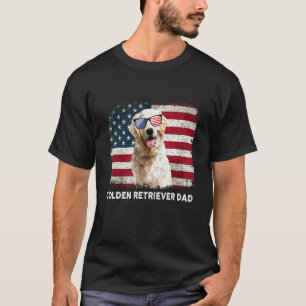 Camiseta Pai do Golden Retriever Bandeira Americana 4 de Ju