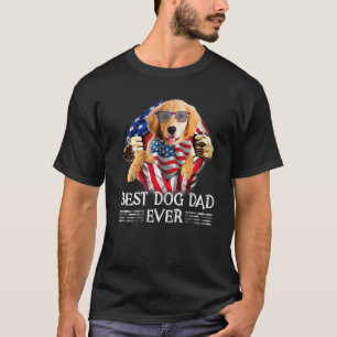Camiseta Pai do Golden Retriever Bandeira Americana 4 de Ju