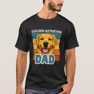Camiseta Pai do Golden Retriever Design de Bloco em Listras