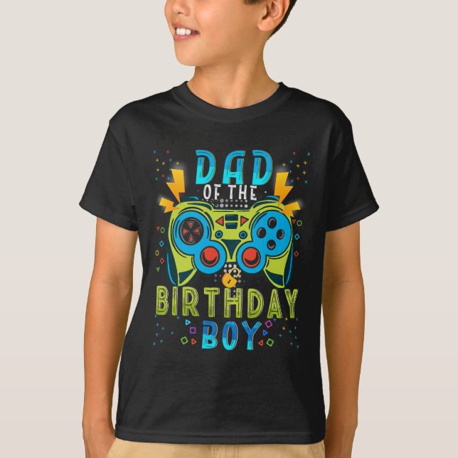 Camiseta Pai Do Jogo De Vídeo Birthday Boy Que Corresponde  (Frente)
