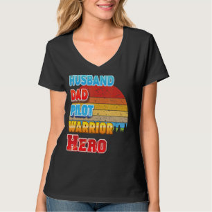 Camiseta Pai do marido piloto guerreiro Herói Vintage no Di