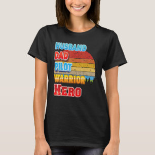 Camiseta Pai do marido piloto guerreiro Herói Vintage no Di