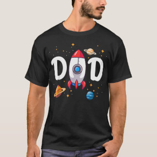 Camiseta Pai Do Menino De Aniversário Astronauta Espacial 1