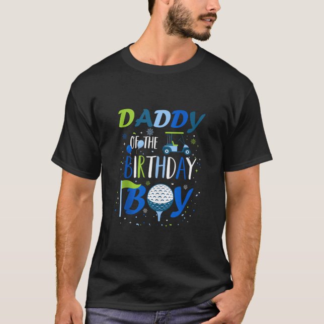 Camiseta Pai do menino de aniversário Buraco num Golfe Espo (Frente)