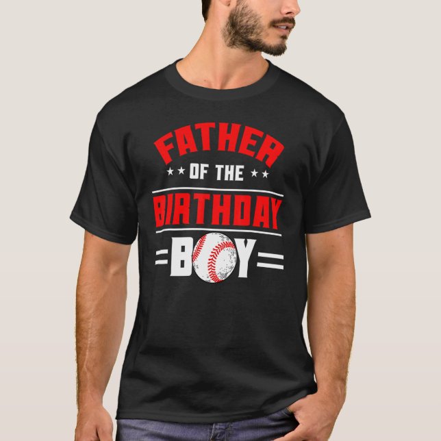 Camiseta Pai Do Menino De Aniversário Da Família Tema De Ba (Frente)