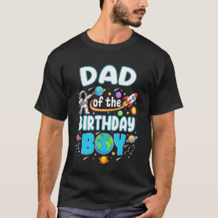 Camiseta Pai do Menino de Aniversário Família de Astronauta