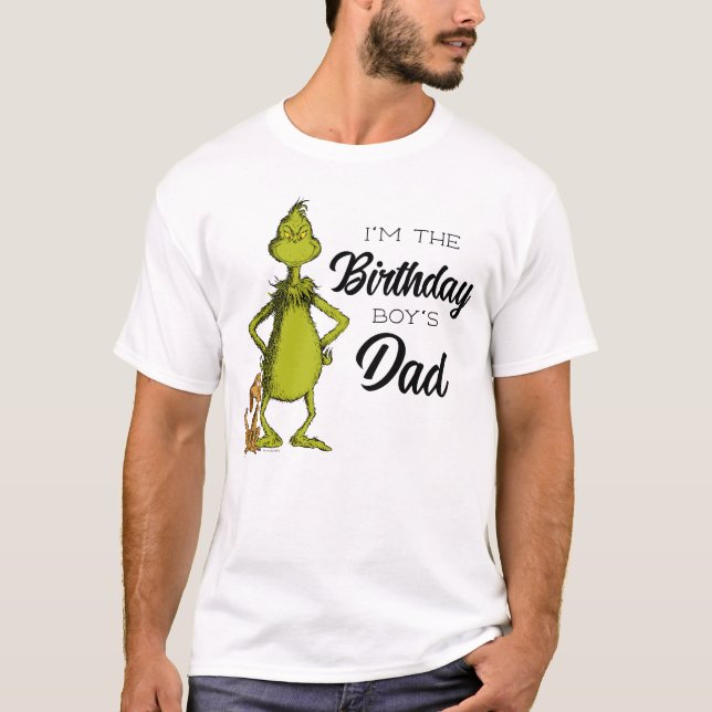 Camiseta Pai do Menino de Aniversário Grinch Quadro Negro (Frente)