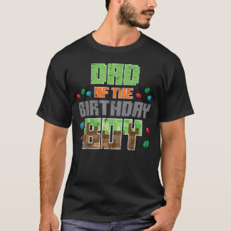 Camiseta Pai Do Menino De Aniversário Pixel Gaming Festa De
