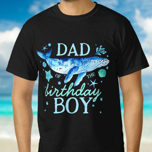 Camiseta Pai do menino de aniversário sob a baleia marinha