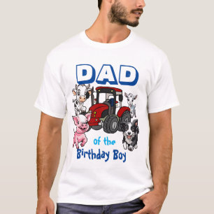 Camiseta Pai do Menino do Aniversário Animais da Fazenda