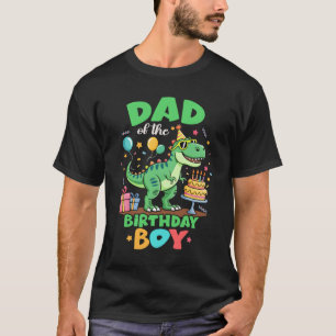 Camiseta Pai do Menino do Aniversário Família de Dinossauro