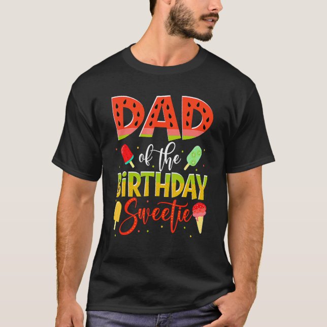Camiseta Pai Do Pai De Melancia Da Docinho De Aniversário (Frente)