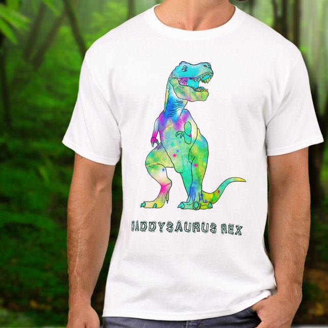 Camiseta Pai do Partido Dinossauro Daddysaurus Rex (Kids dinosaur birthday party dad funny Daddysaurus rex Tshirt with colorful T-Rex dino)