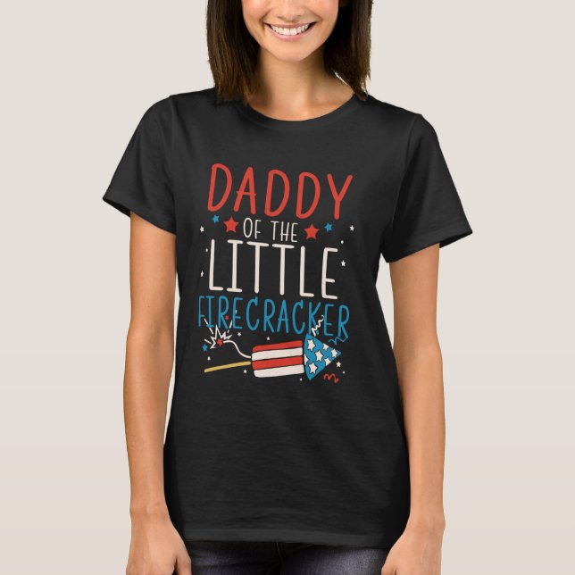 Camiseta Pai do Pequeno Firecracker Engraçado 4 de julho (Frente)