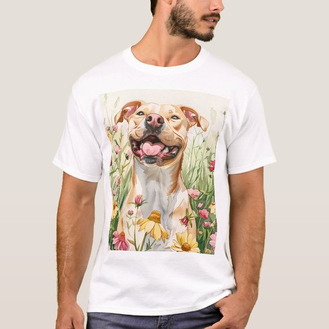 Camiseta Pai do Pit Bull – Aquarela (Frente)