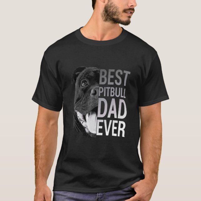Camiseta Pai do Pitbull Homem   Cachorro (Frente)