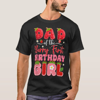 Camiseta Pai Do Primeiro Aniversário Da Baga Uma Morango