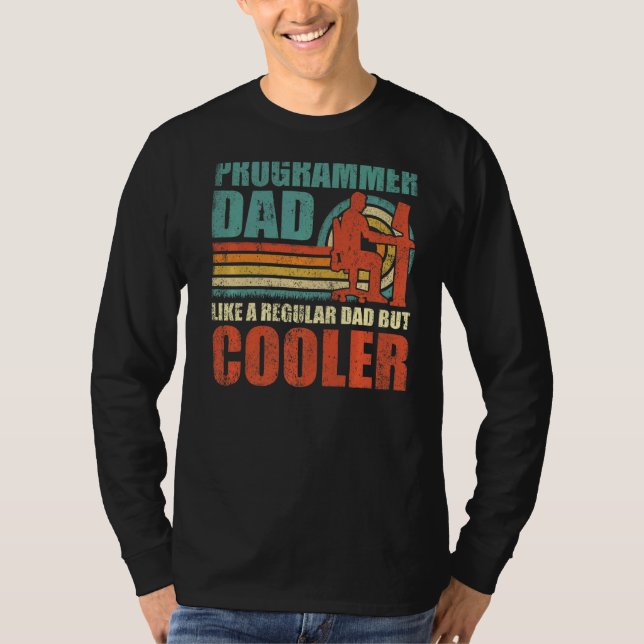 Camiseta Pai Do Programador Do Mens Como Um Pai Regular, Ma (Frente)