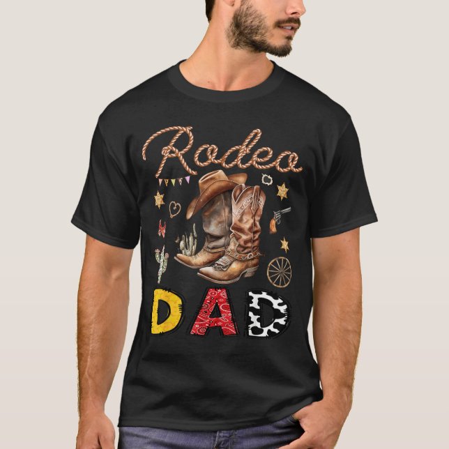 Camiseta Pai do Rodeio Caubói Ocidental Festa de Aniversári (Frente)