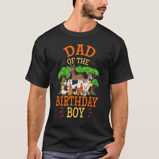 Camiseta Pai Do Tema Da Fazenda De Animais Do Aniversário D (Frente)