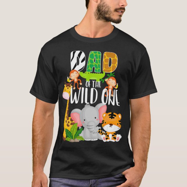 Camiseta Pai do Tema do Jardim Zoológico Selvagem Safari (Frente)