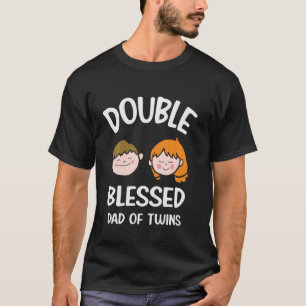 Camiseta Pai Duplo Abençoado de Gêmeos Longa Folga