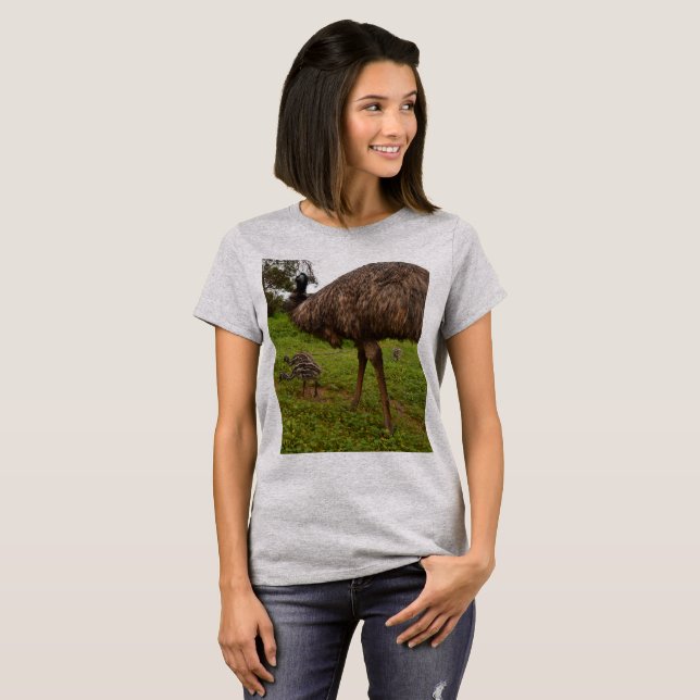 Camiseta Pai E Bebê Emus A Caminhar, (Frente Completa)
