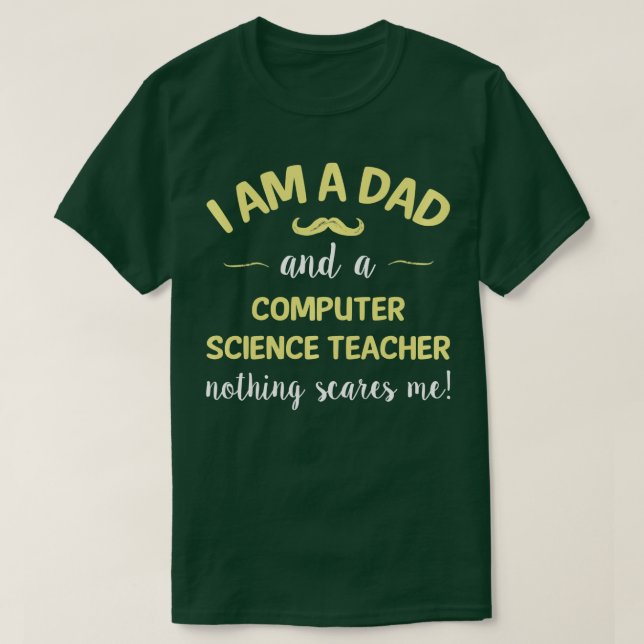 Camiseta Pai E Ciência Da Computação Nada Me Assusta (Frente do Design)