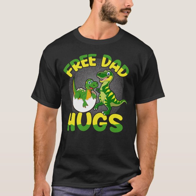 Camiseta Pai e Criança do Dinossauro Abraços de Pai Livre | (Frente)