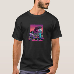 Camiseta Pai e Filha Consertando Carro Arte Pop Retro Mecân