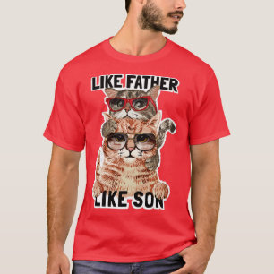 Camiseta Pai e filho, slogan com a família de gatos em sung