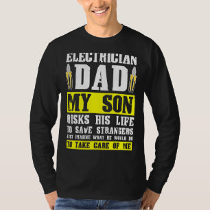 Camiseta Pai Elétrico Mens Meu Filho Arrisca Elétrico