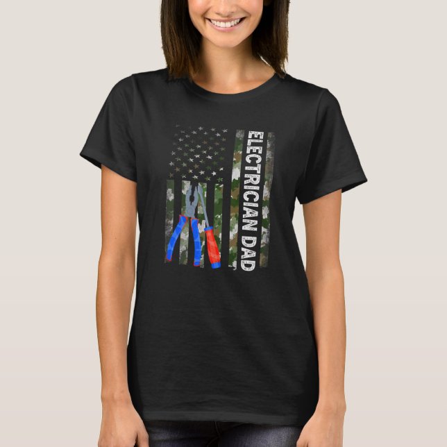 Camiseta Pai Eletrônico da Camouflage, Bandeira Legal Ameri (Frente)