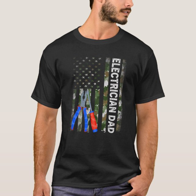 Camiseta Pai Eletrônico da Camouflage, Bandeira Legal Ameri (Frente)