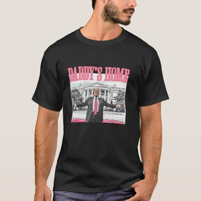 Camiseta Pai em casa Homem muito bom Donald Trump Pink Prep (Frente)