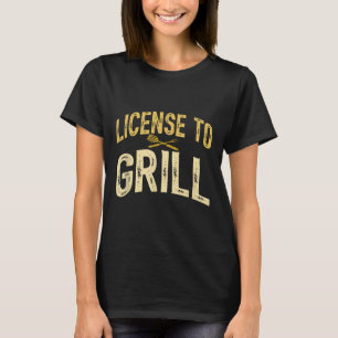 Camiseta Pai Engraçado Adora Licença De Churrasco Para Fuma