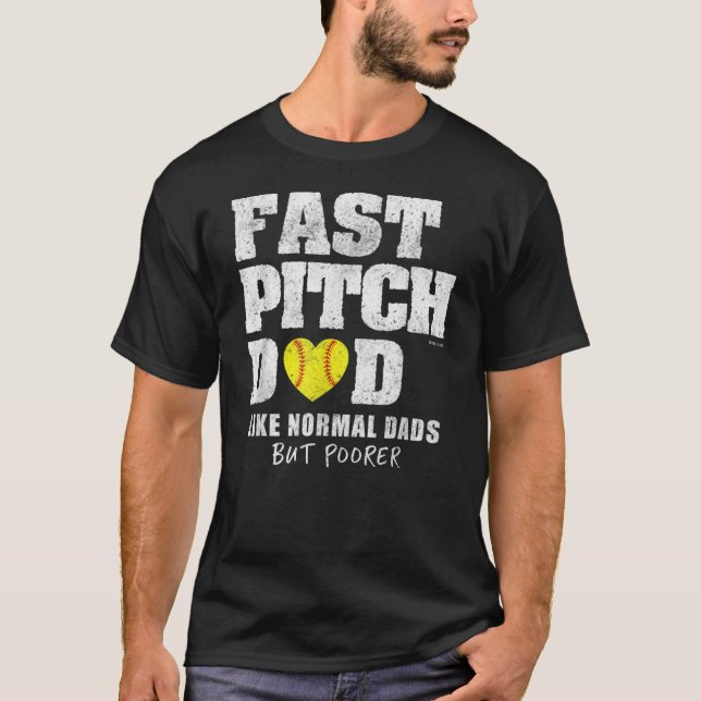 Camiseta Pai Engraçado de Softball Mens Fastpitch (Frente)